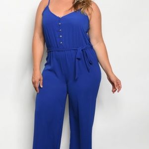 BLUE JUMPSUIT PANTS BLUE LEOPARD SIZE 1XL [NOWT]